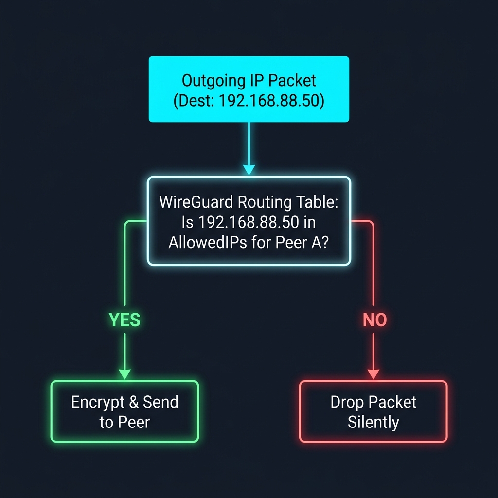 WireGuard Cryptokey Routing Logic Flowchart