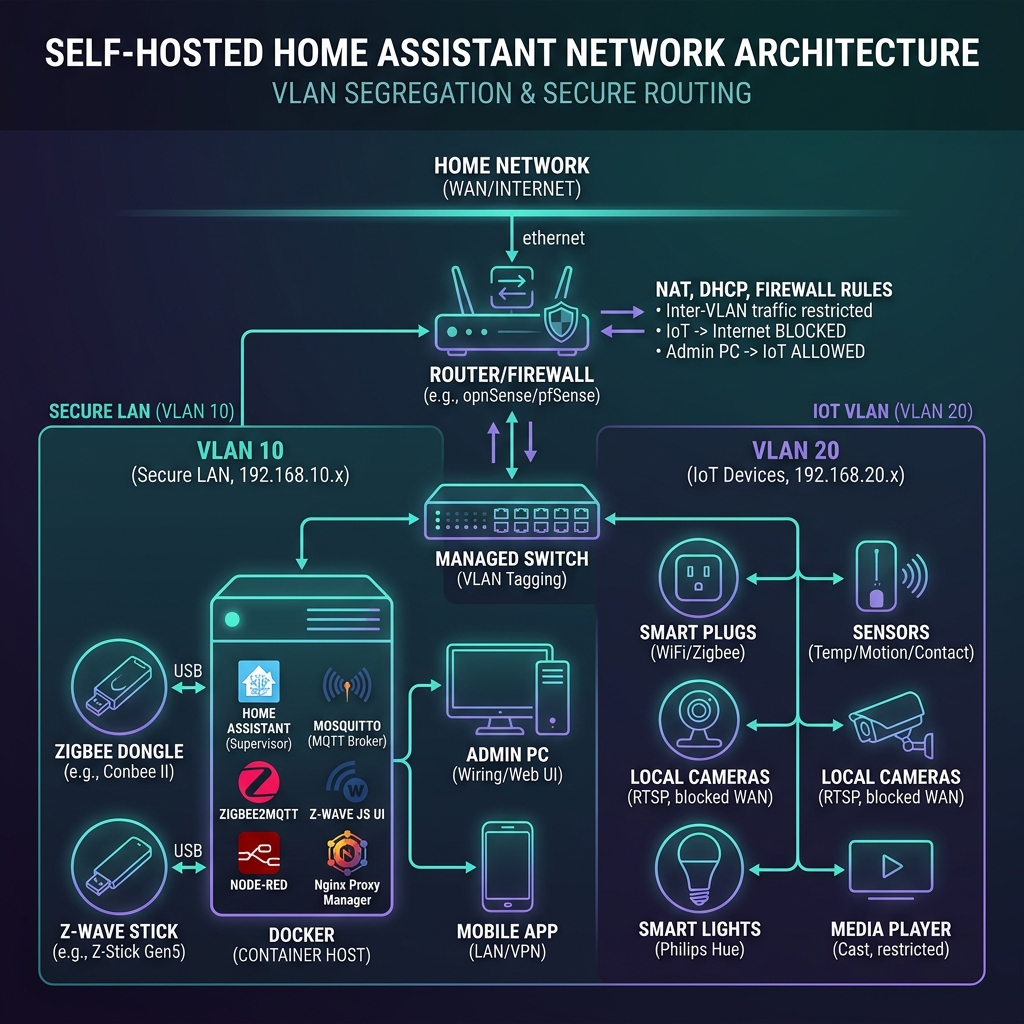 Self-Hosted Home Assistant Network Architecture Diagram