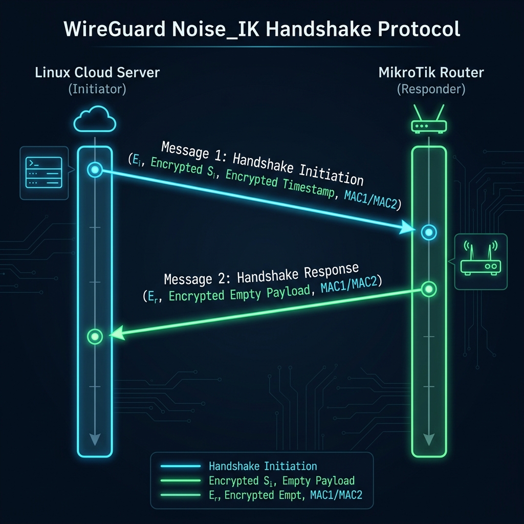 WireGuard Noise_IK Handshake Protocol Sequence